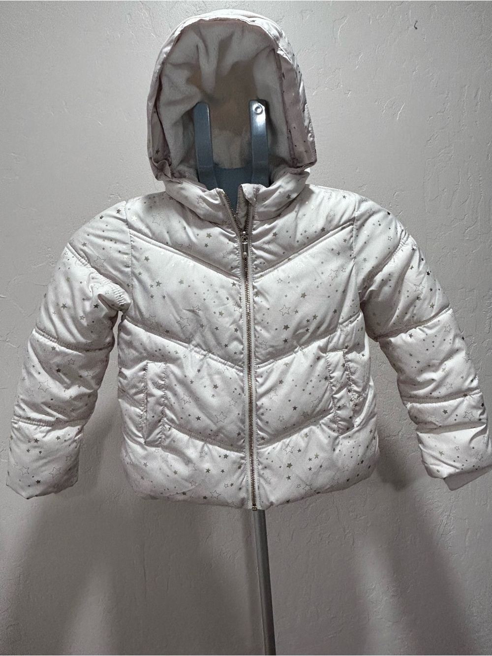 Kids Hooded White Star Puffer Jacket